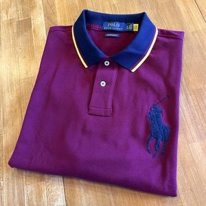 POLO RALPH LAUREN Big Pony Gold-Tipped Burgundy Polo Shirt